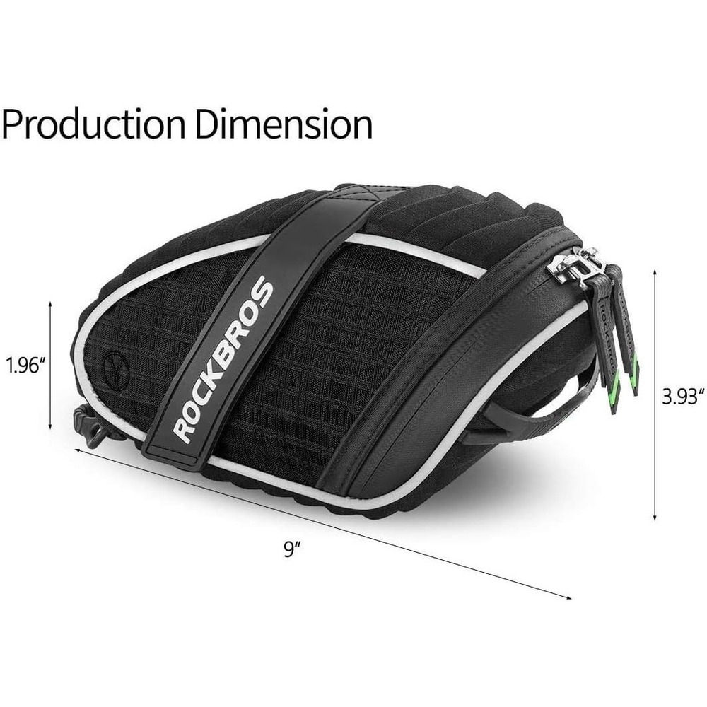 ROCKBROS Bike Seat Saddle Bag for Mountain & Road Bikes Black Reflective - Picture 2 of 7